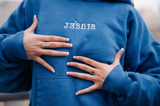 JE’SUIS BLUE DOUBLE LAYERED HOODIE